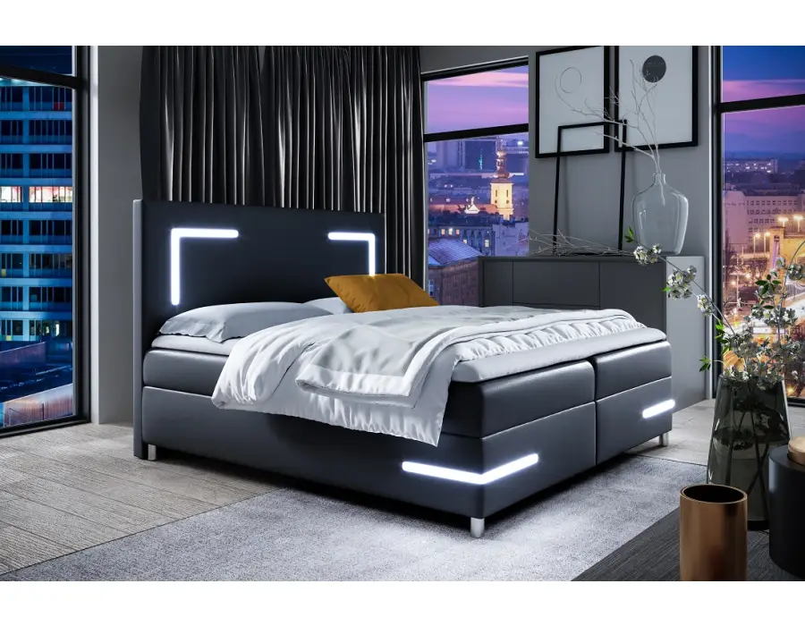 PRATO K18 łóżko kontynentalne LED 180x200 z pojemnikiem